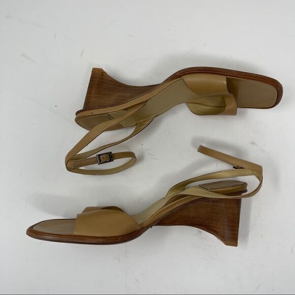 Banana Republic Sandals Tan Ankle Strap Square Toe Leather Women's 8.5 - Picture 4 of 10
